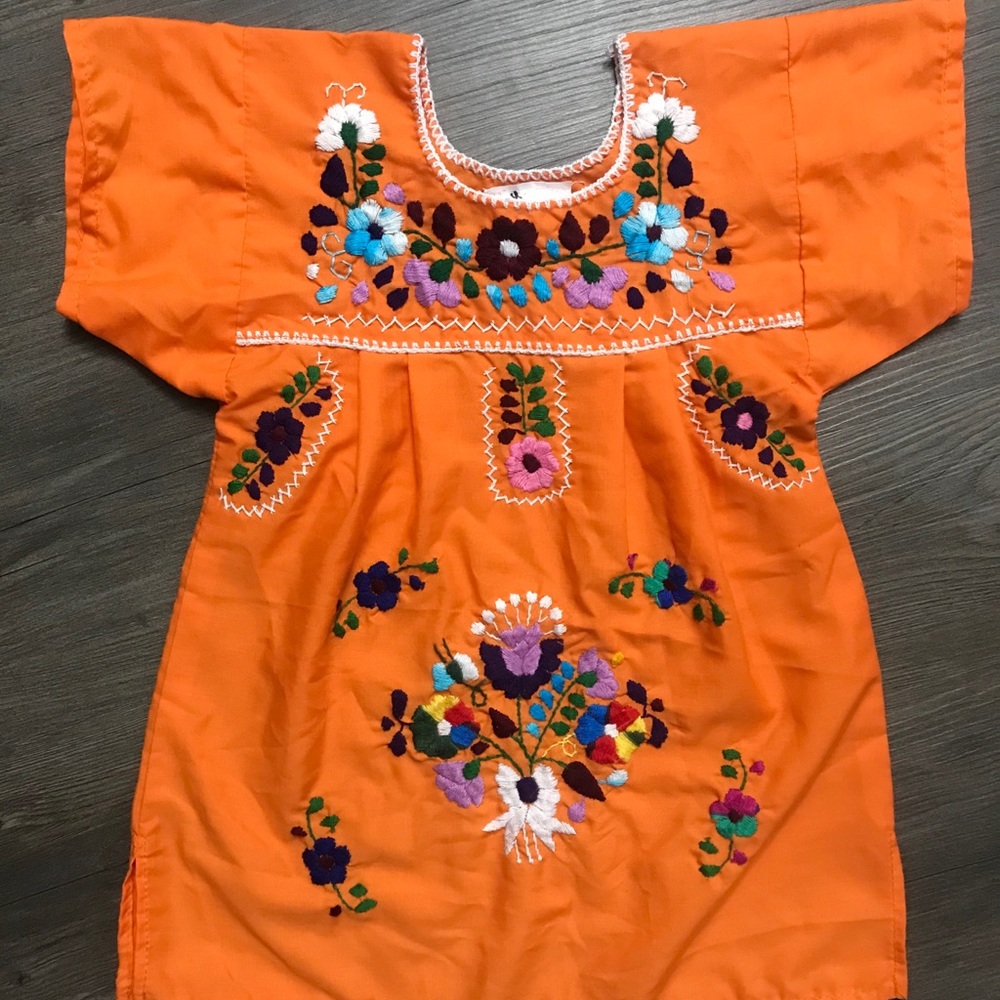 Mexican embroidered kids fiesta dress
